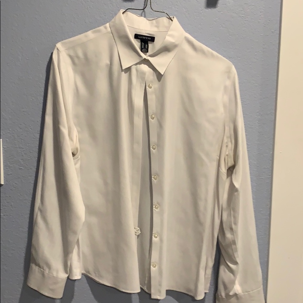 Classic white button down shirt from lands end